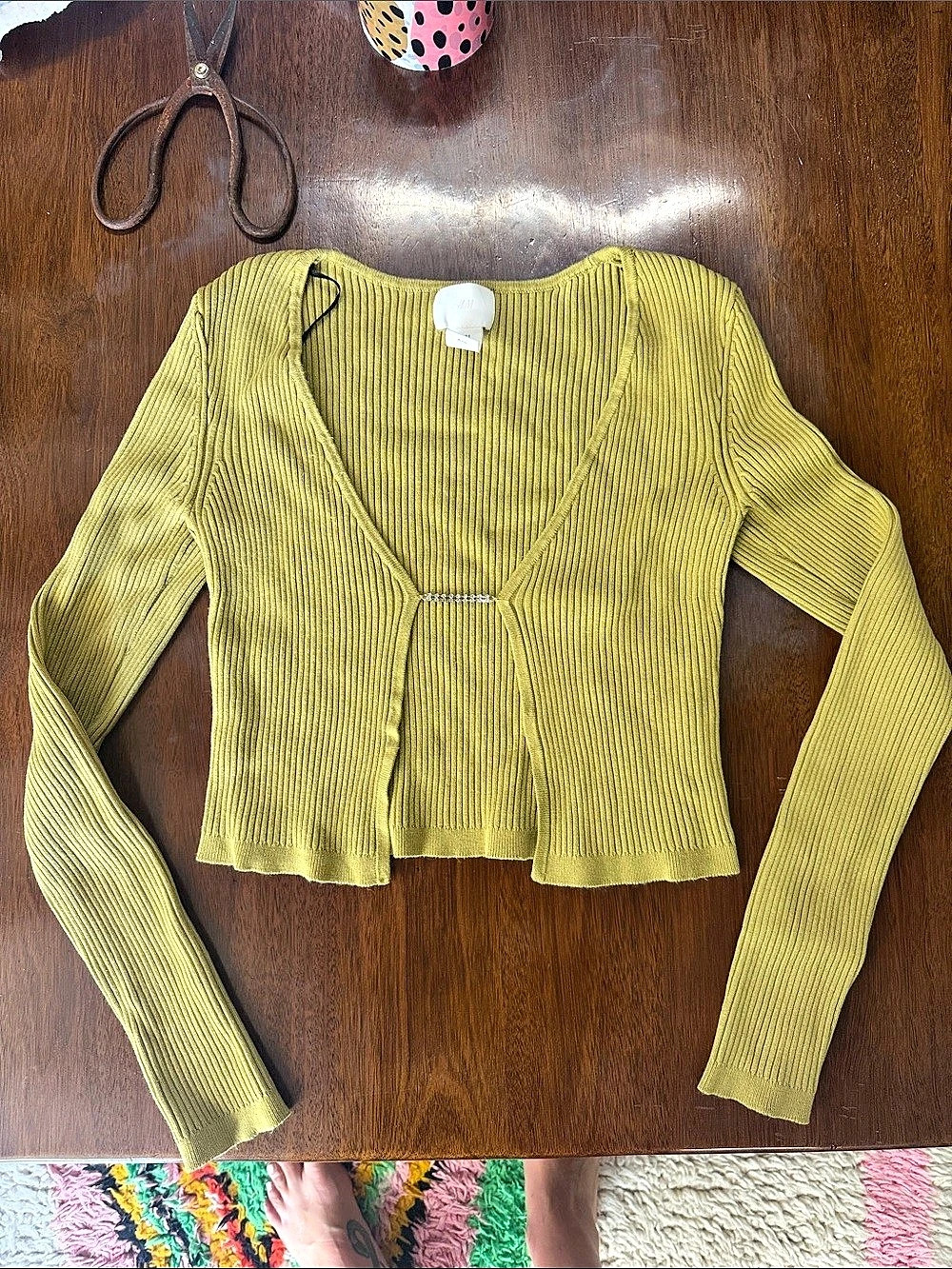 H&M Ribbed Cardigan in Yellow Size XS